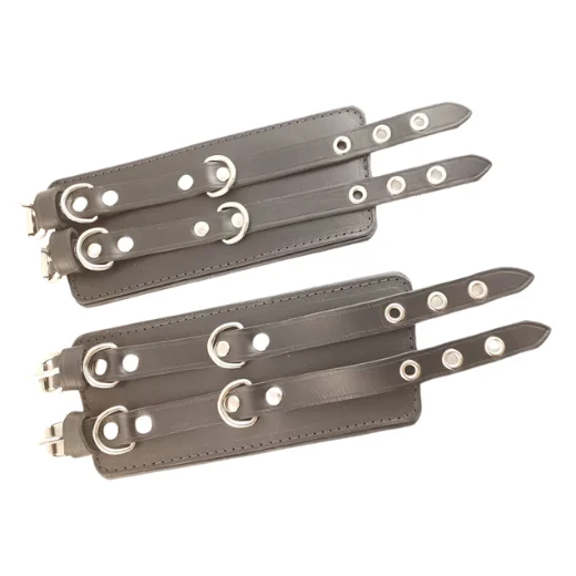 Black Double-Buckle Handcuffs for Couples – Comfortable Bondage Restraints for Roleplay & Intimate Fun - Image 5