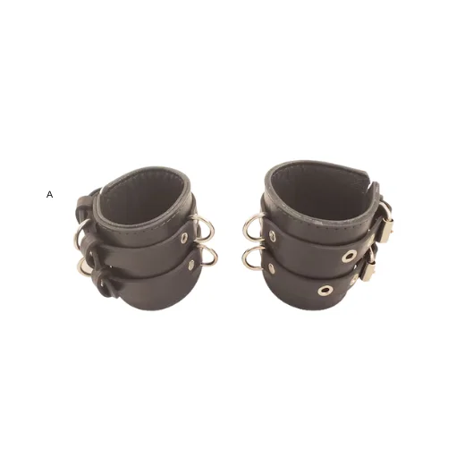Black Double-Buckle Handcuffs for Couples – Comfortable Bondage Restraints for Roleplay & Intimate Fun - Image 4