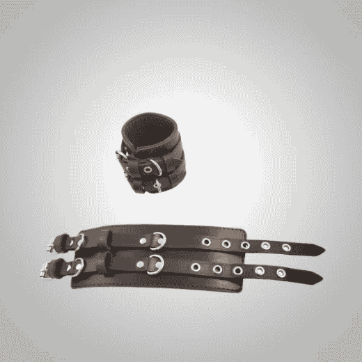 Black Double-Buckle Handcuffs for Couples – Comfortable Bondage Restraints for Roleplay & Intimate Fun